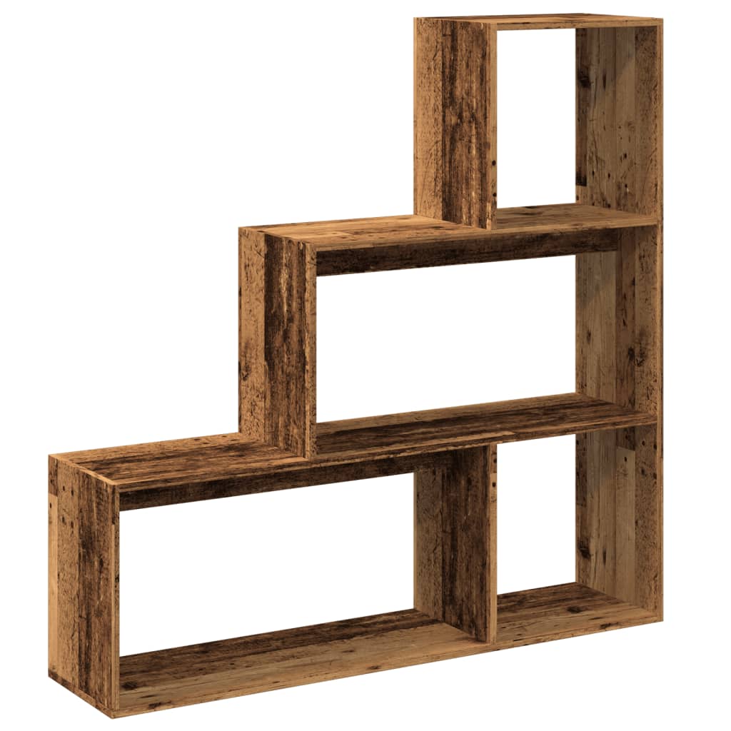 Room Divider Bookcase 3 Levels Old Wood Look 123x29x123 cm