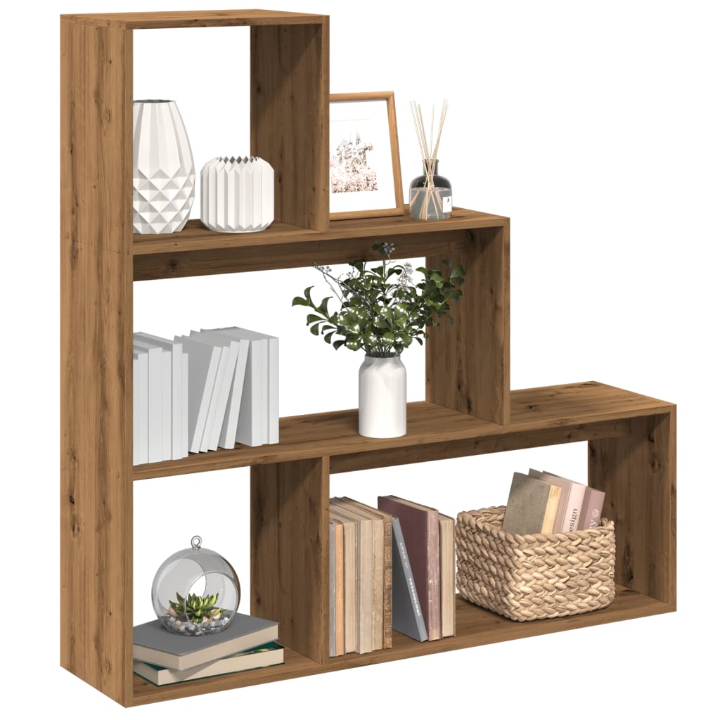 Room Divider Bookcase 3 Levels Artisan Oak 123x29x123 cm