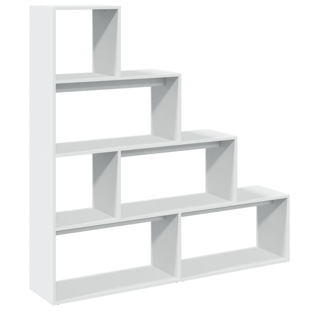 Room Divider Bookcase 4 Levels White 143.5x29x143.5 cm