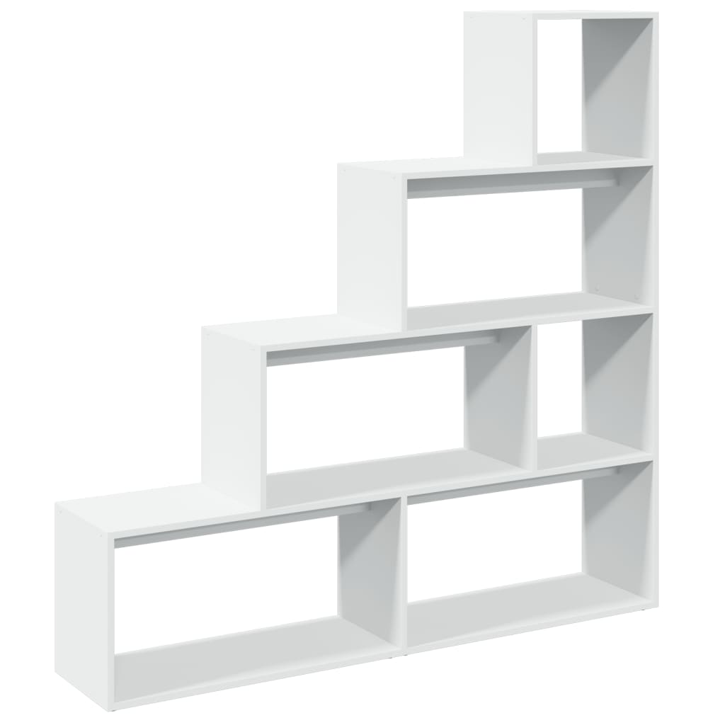 Room Divider Bookcase 4 Levels White 143.5x29x143.5 cm