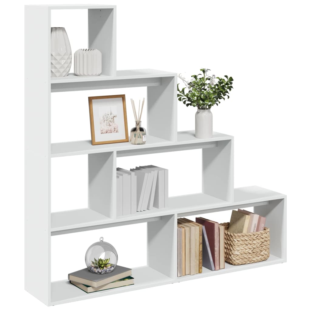 Room Divider Bookcase 4 Levels White 143.5x29x143.5 cm