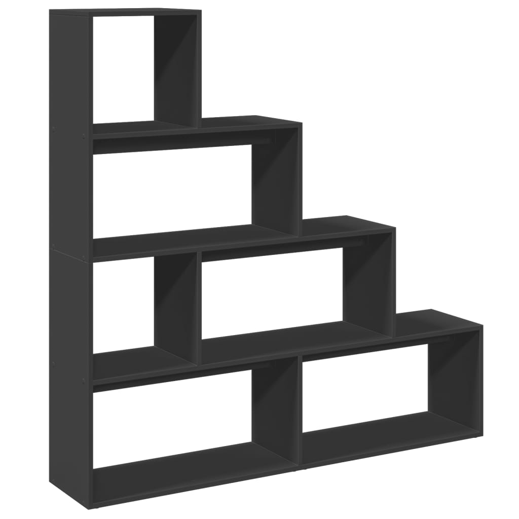 Room Divider Bookcase 4 Levels Black 143.5x29x143.5 cm