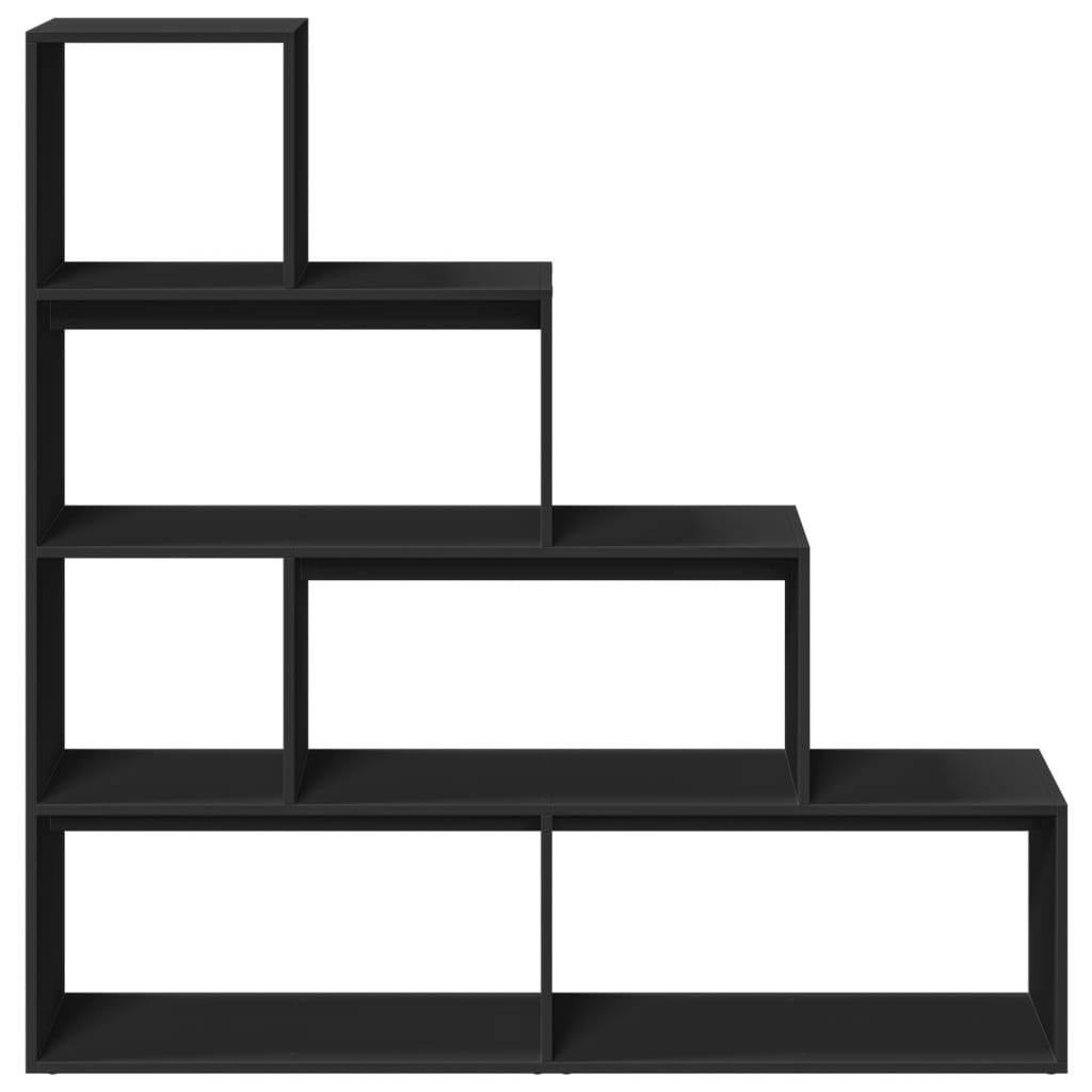 Room Divider Bookcase 4 Levels Black 143.5x29x143.5 cm