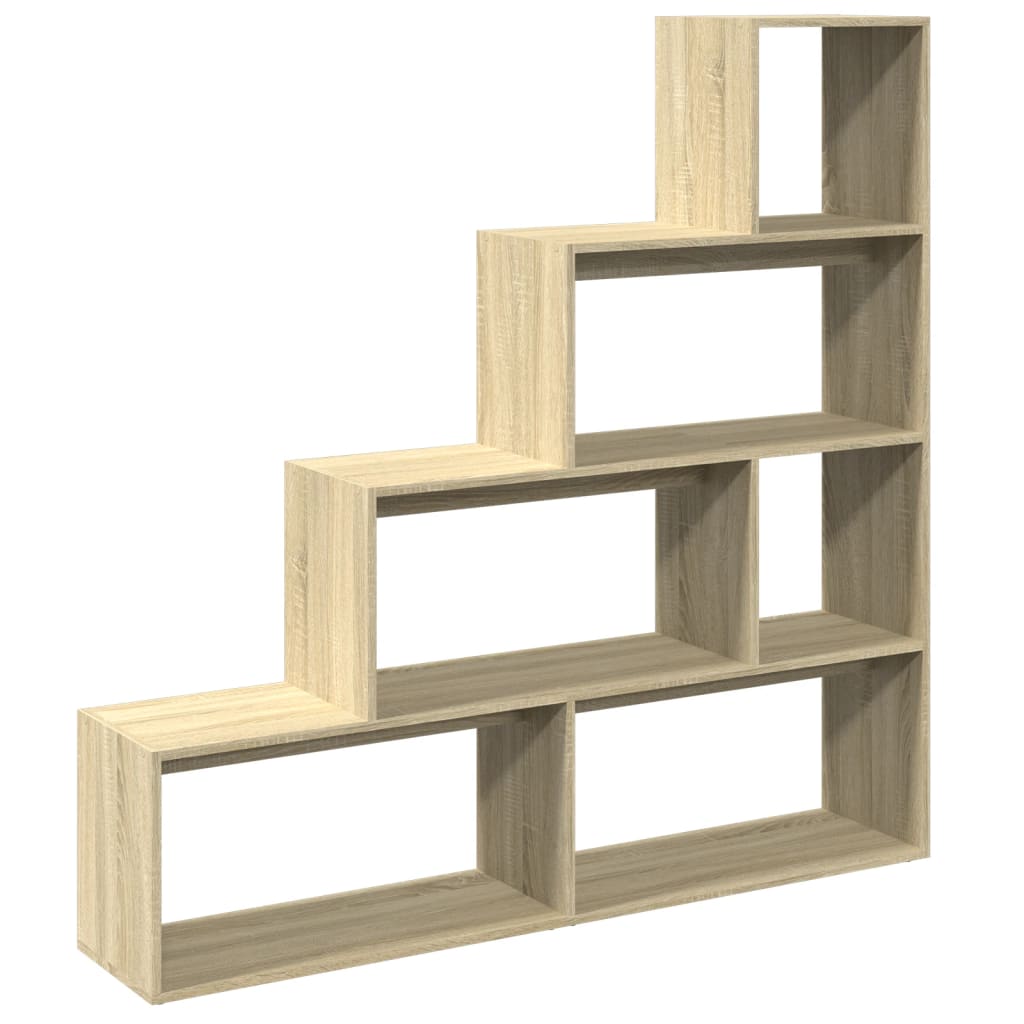 Room Divider Bookcase 4 Levels Sonoma Oak 143.5x29x143.5 cm