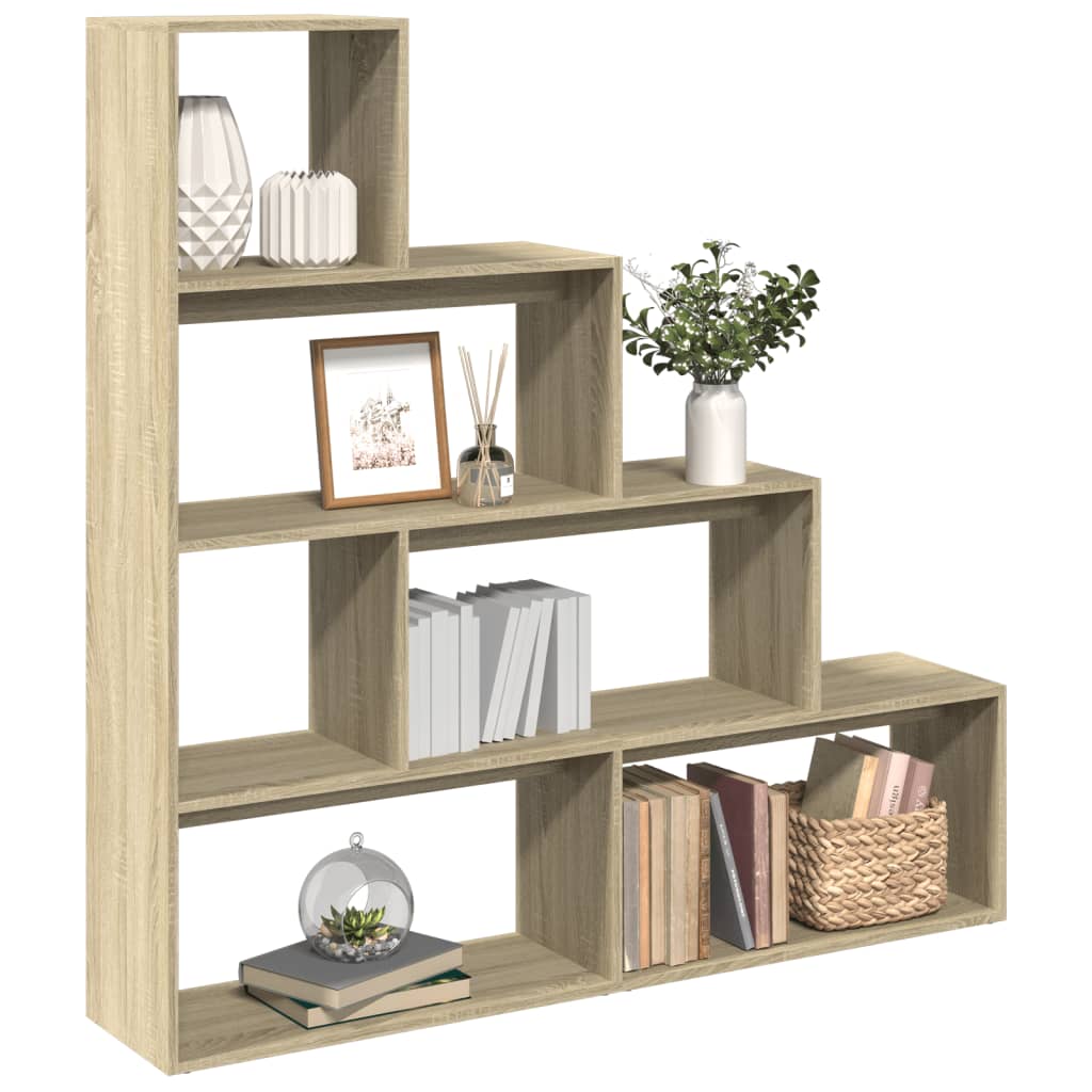 Room Divider Bookcase 4 Levels Sonoma Oak 143.5x29x143.5 cm