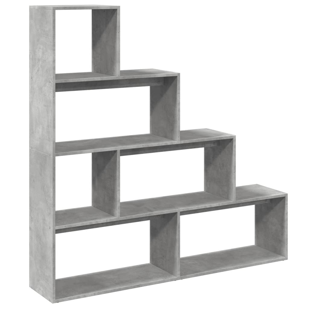 Room Divider Bookcase 4 Tiers Concrete Grey 143.5x29x143.5 cm