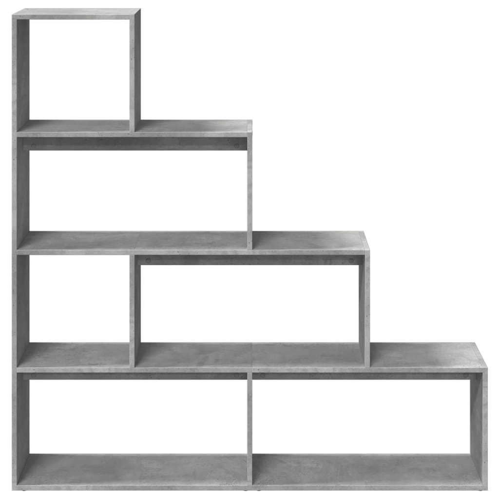 Room Divider Bookcase 4 Tiers Concrete Grey 143.5x29x143.5 cm