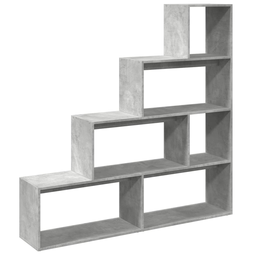 Room Divider Bookcase 4 Tiers Concrete Grey 143.5x29x143.5 cm