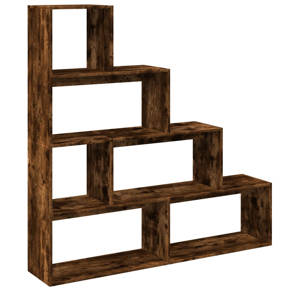 Room Divider Bookcase 4 Levels Smoked Oak 143.5x29x143.5 cm