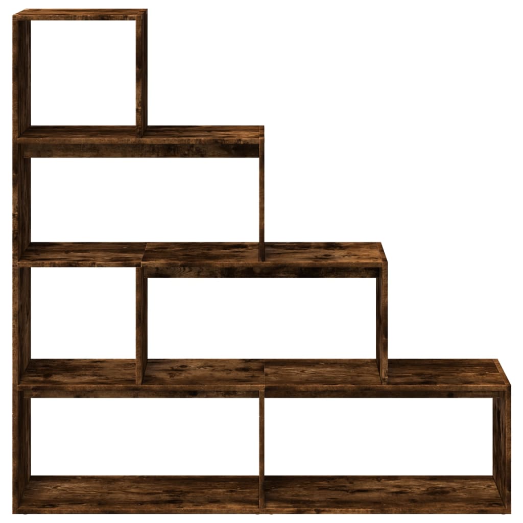 Room Divider Bookcase 4 Levels Smoked Oak 143.5x29x143.5 cm