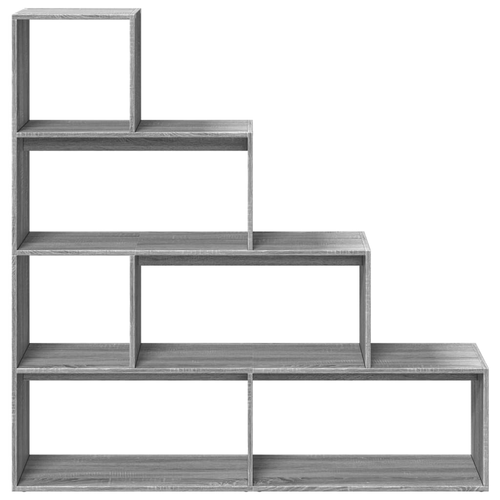 Room Divider Bookcase 4 Levels Gray Sonoma 143.5x29x143.5 cm