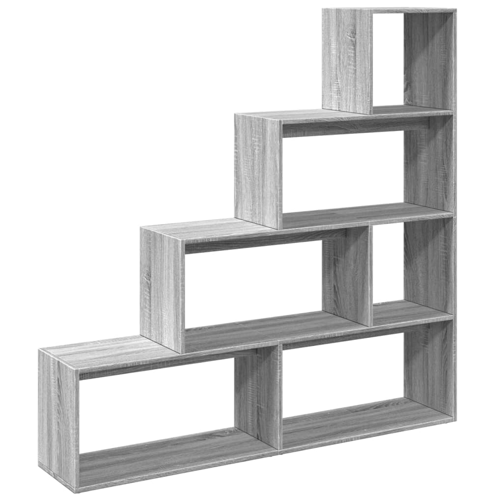 Room Divider Bookcase 4 Levels Gray Sonoma 143.5x29x143.5 cm