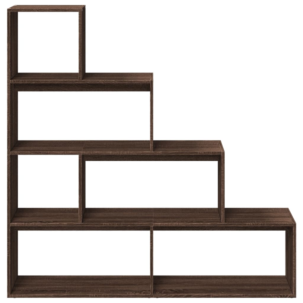 Room Divider Bookcase 4 Levels Brown Oak 143.5x29x143.5 cm