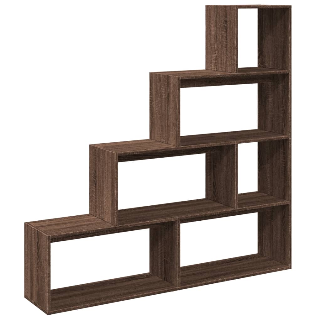 Room Divider Bookcase 4 Levels Brown Oak 143.5x29x143.5 cm