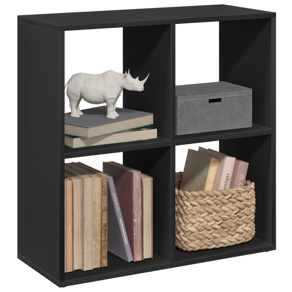 Room Divider Bookcase Black 69.5x29x69.5 cm Wood Material