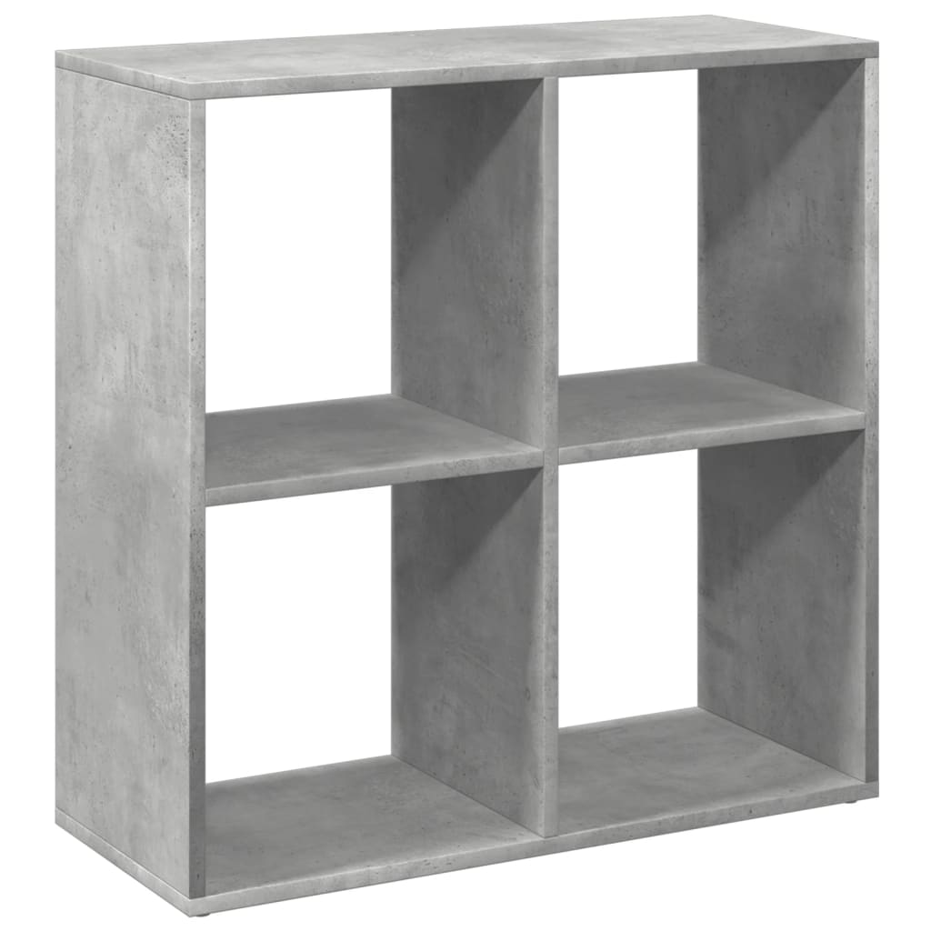 Room Divider Bookcase Concrete Grey 69.5x29x69.5 cm Wood Material