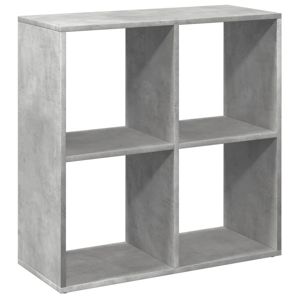 Room Divider Bookcase Concrete Grey 69.5x29x69.5 cm Wood Material