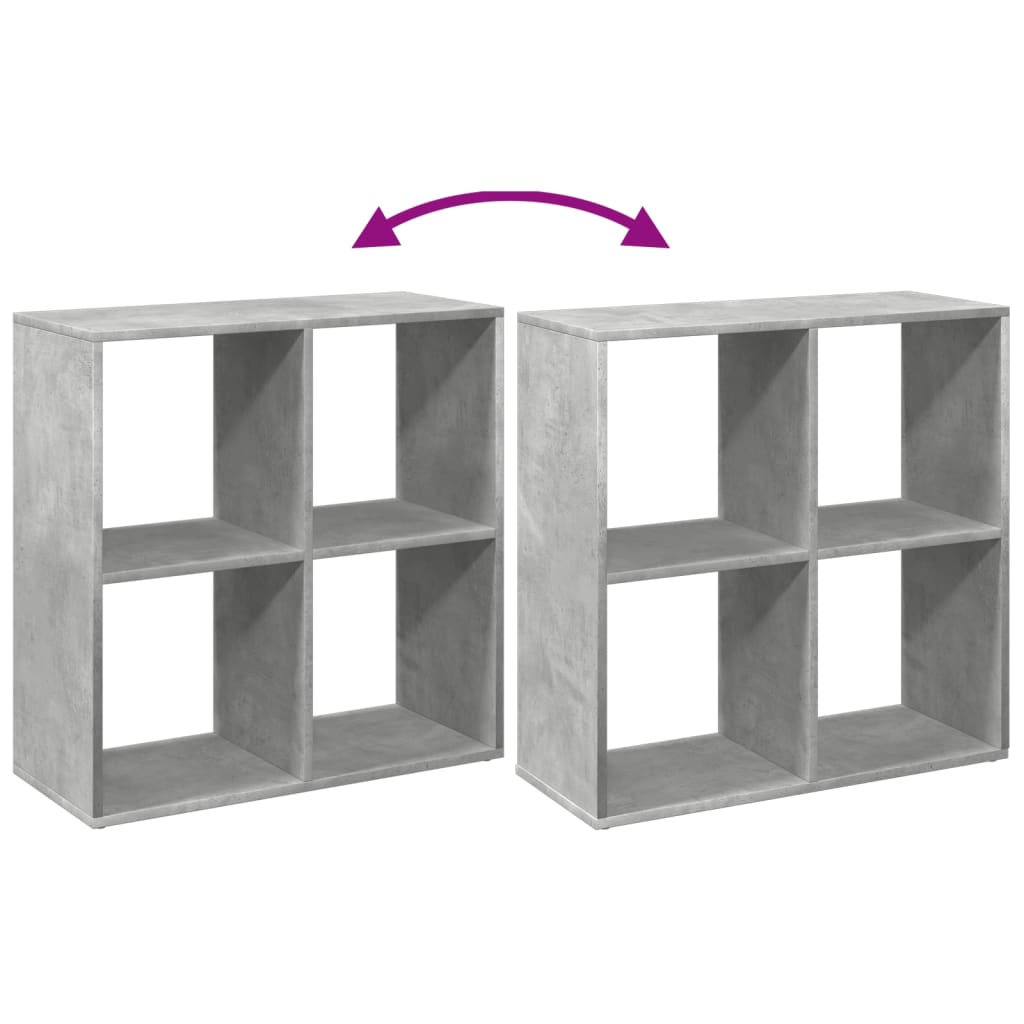 Room Divider Bookcase Concrete Grey 69.5x29x69.5 cm Wood Material