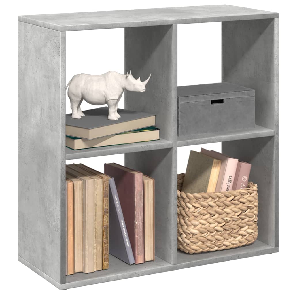 Room Divider Bookcase Concrete Grey 69.5x29x69.5 cm Wood Material