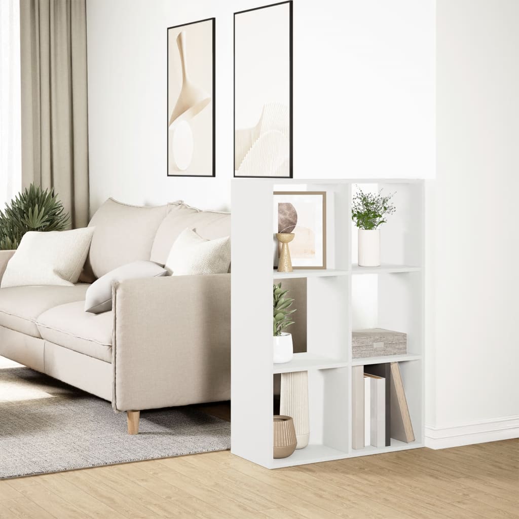 Room Divider Bookcase White 69.5x29x103.5 cm Wood Material