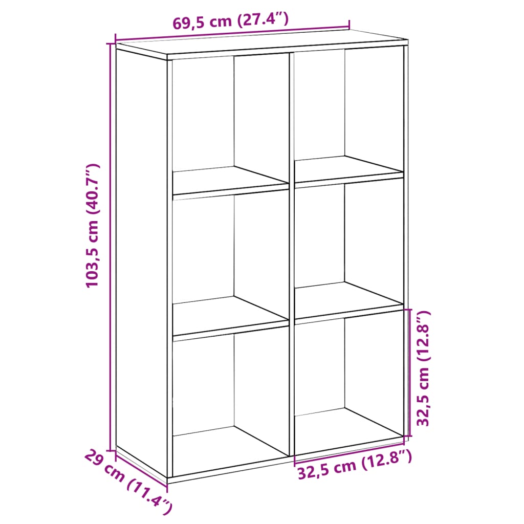 Room Divider Bookcase White 69.5x29x103.5 cm Wood Material