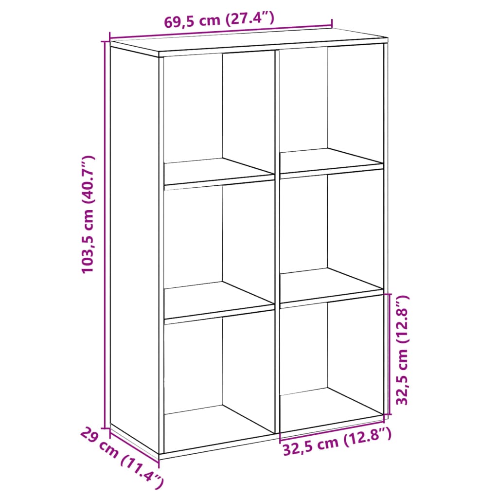 Room Divider Bookcase Sonoma Oak 69.5x29x103.5 cm