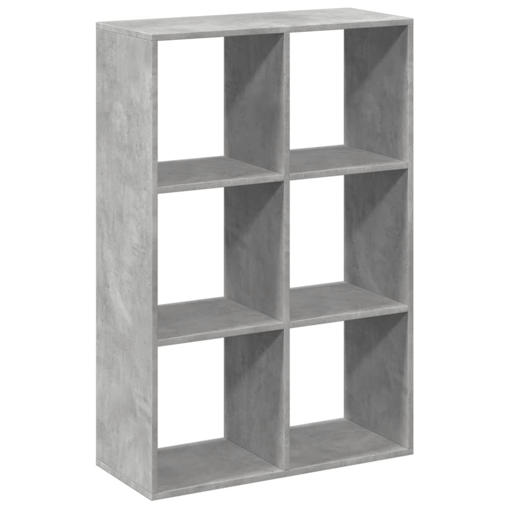 Room Divider Bookcase Concrete Grey 69.5x29x103.5 cm Wood Material