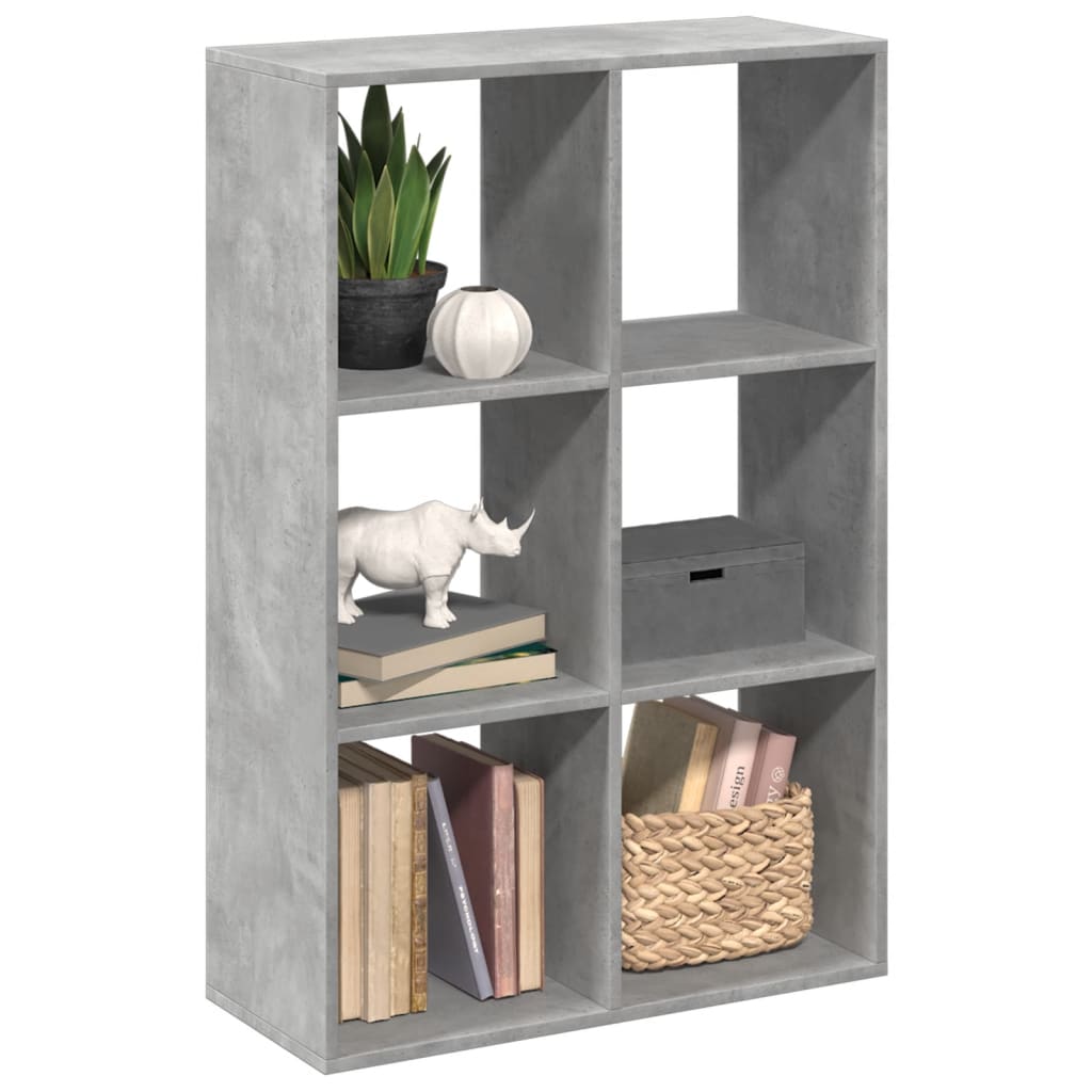 Room Divider Bookcase Concrete Grey 69.5x29x103.5 cm Wood Material