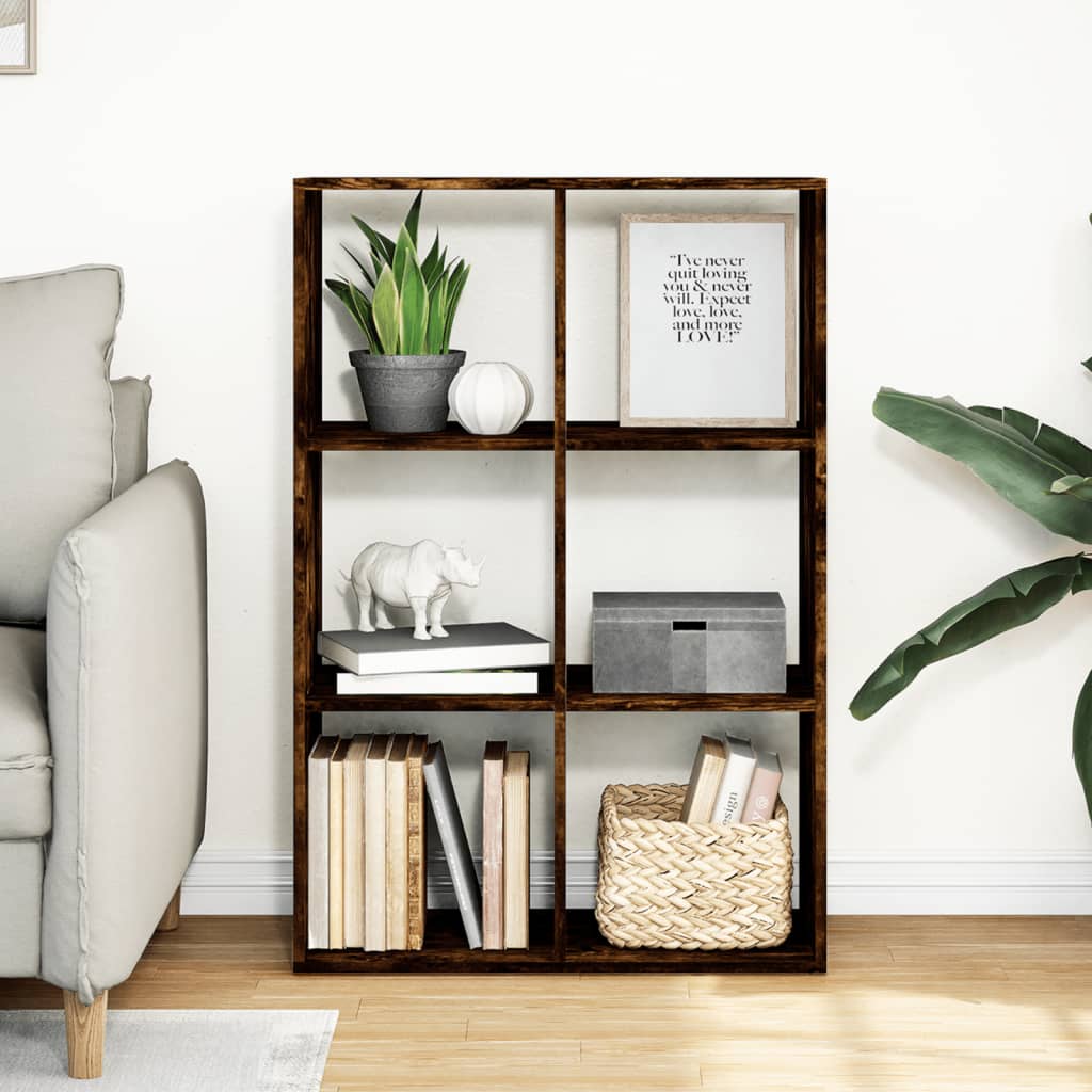 Room Divider Bookcase Smoked Oak 69.5x29x103.5 cm