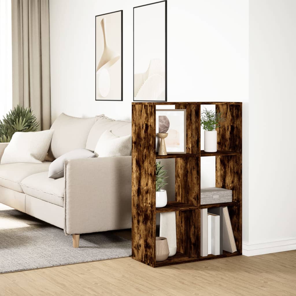 Room Divider Bookcase Smoked Oak 69.5x29x103.5 cm