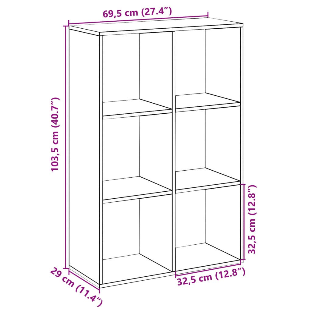 Room Divider Bookcase Old Wood Look 69.5x29x103.5 cm