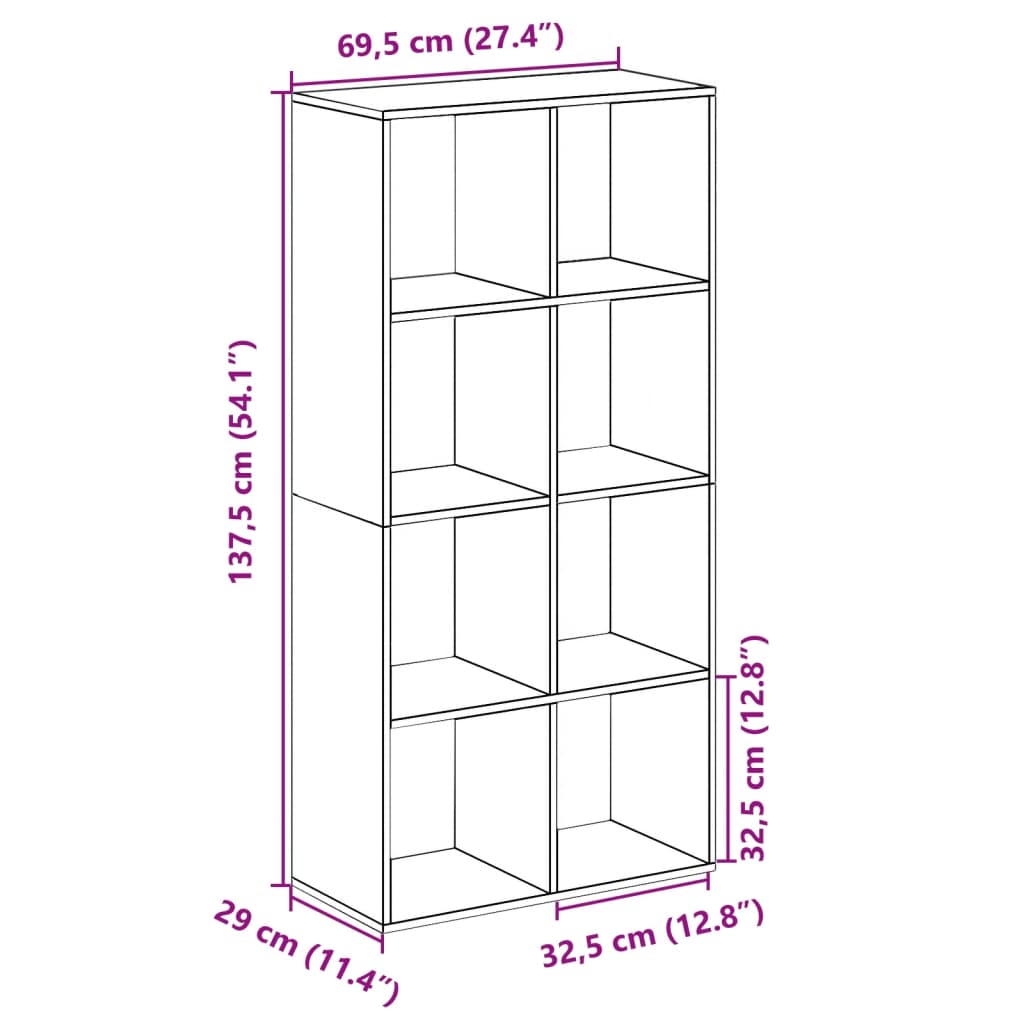 Room Divider Bookcase Gray Sonoma 69.5x29x137.5 cm