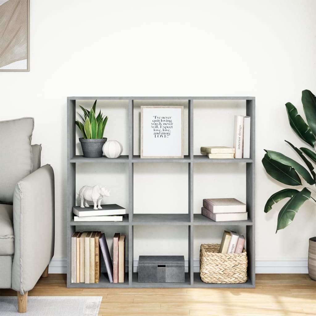 Room Divider Bookcase Concrete Grey 102x29x103.5 cm Wood Material