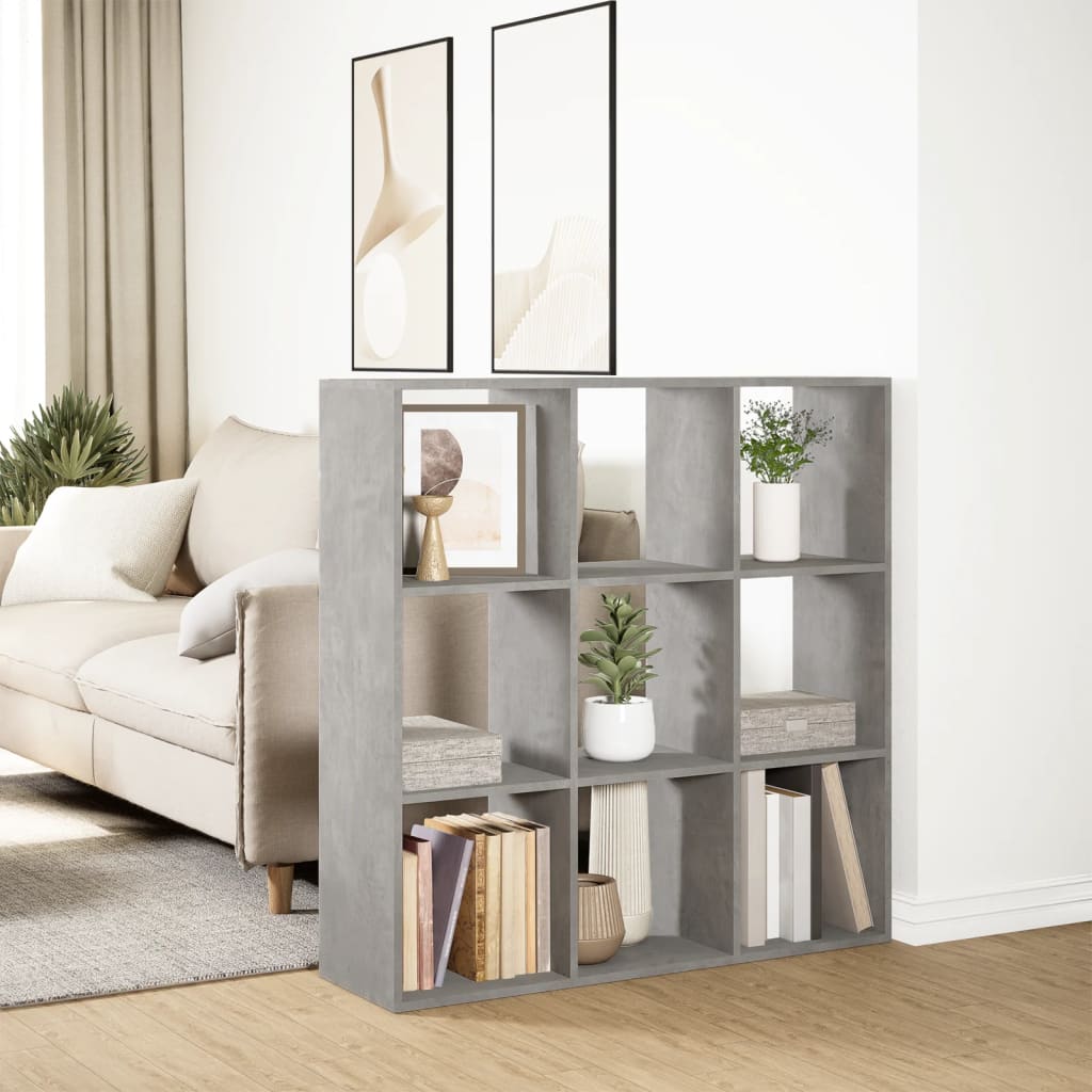 Room Divider Bookcase Concrete Grey 102x29x103.5 cm Wood Material