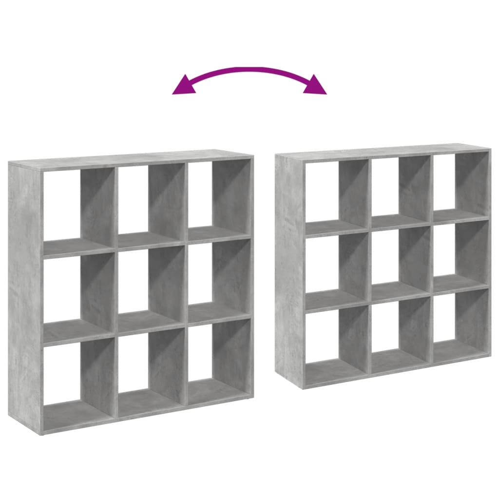 Room Divider Bookcase Concrete Grey 102x29x103.5 cm Wood Material