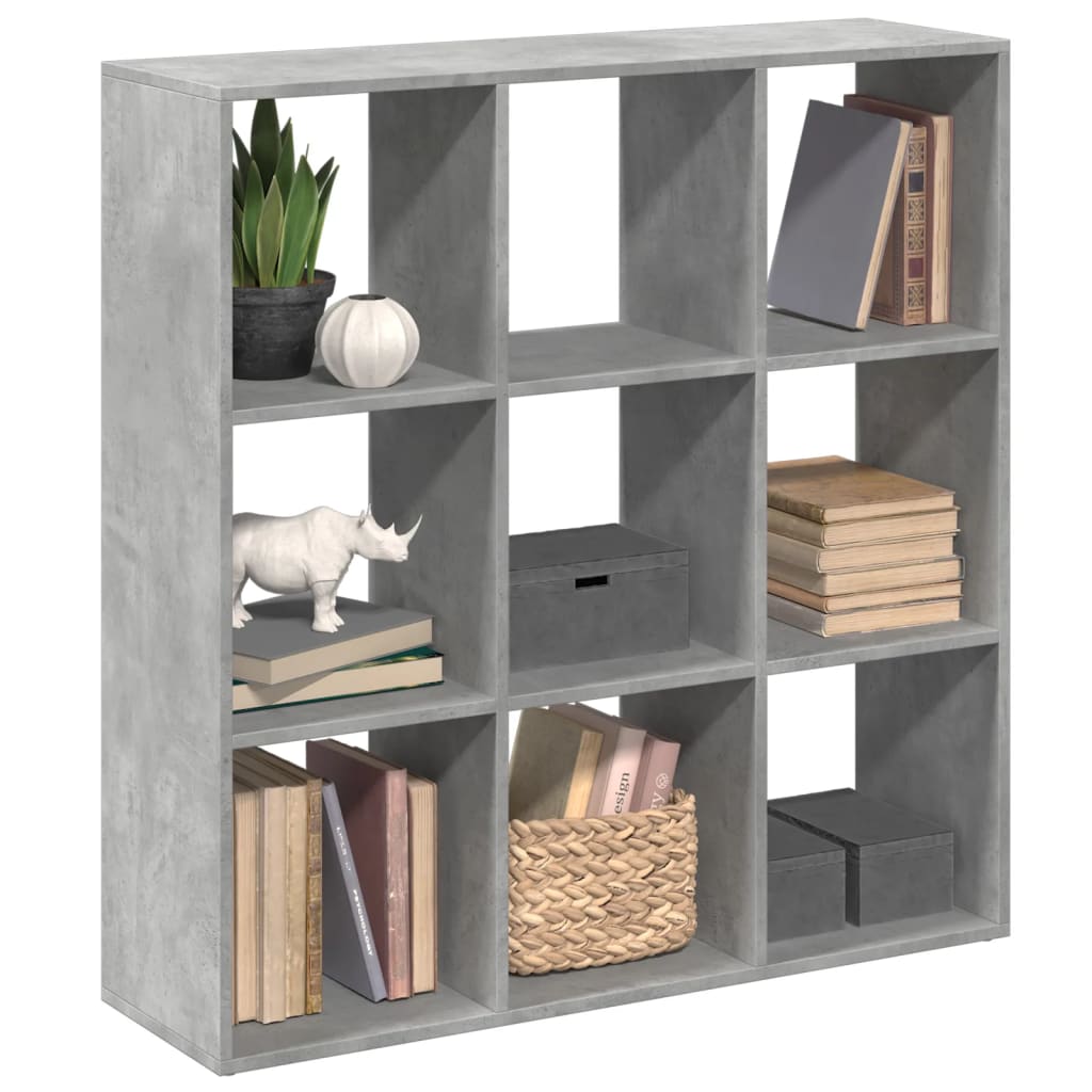 Room Divider Bookcase Concrete Grey 102x29x103.5 cm Wood Material