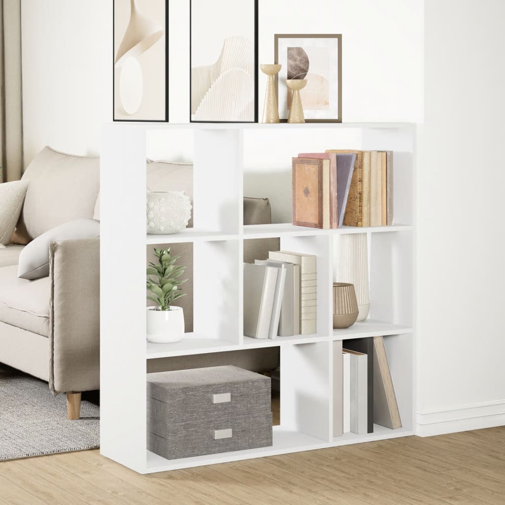 Room Divider Bookcase White 102x29x103.5 cm Wood Material