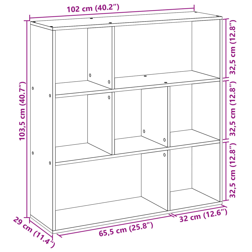 Room Divider Bookcase White 102x29x103.5 cm Wood Material