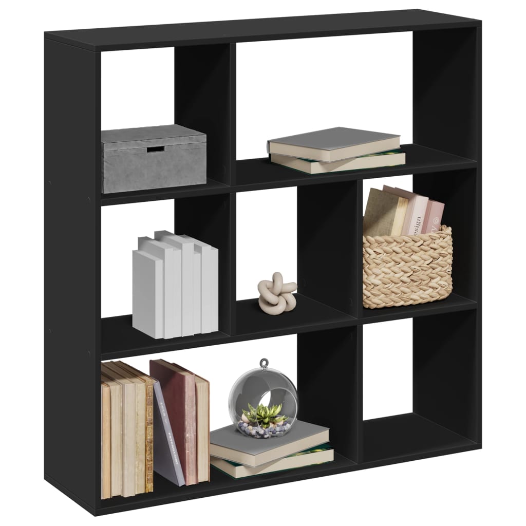 Room Divider Bookcase Black 102x29x103.5 cm Wood Material