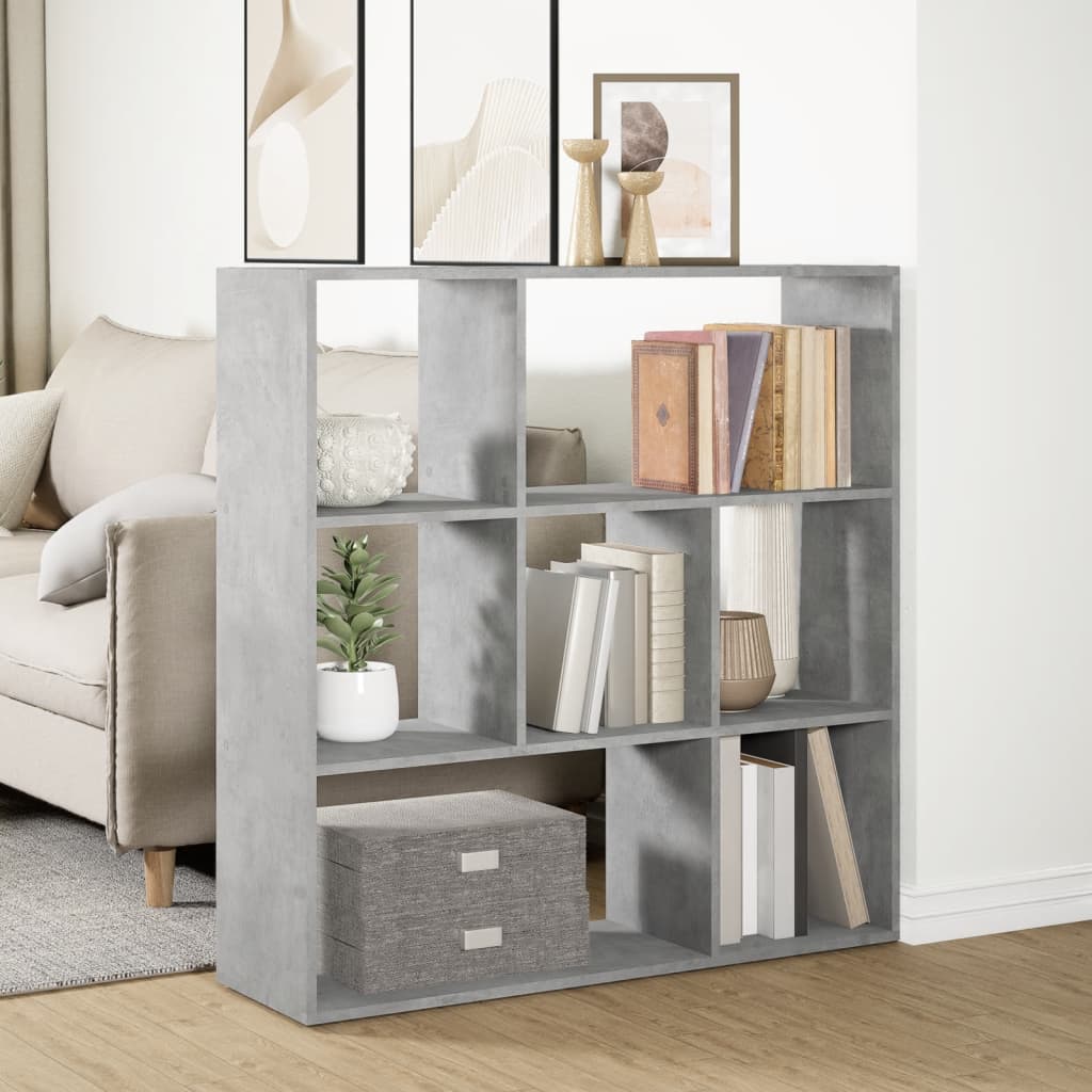 Room Divider Bookcase Concrete Grey 102x29x103.5 cm Wood Material