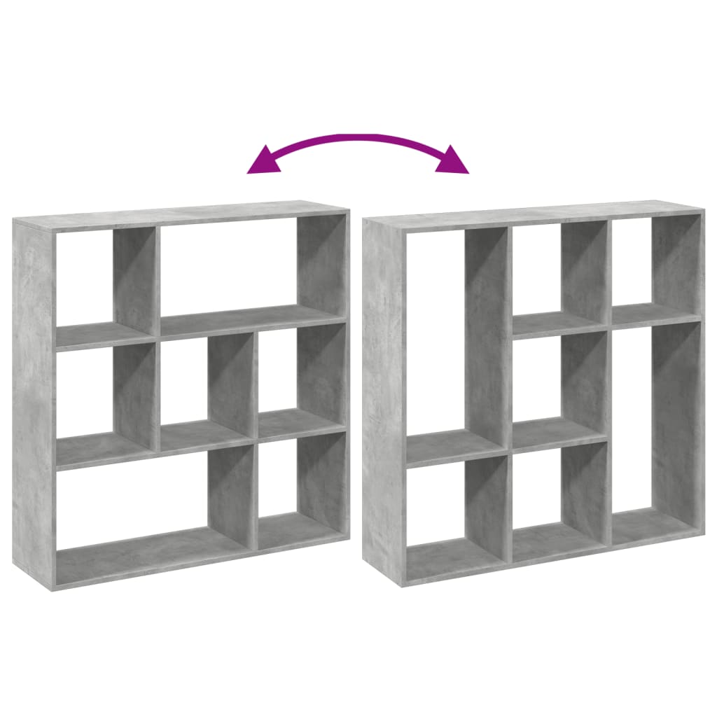 Room Divider Bookcase Concrete Grey 102x29x103.5 cm Wood Material