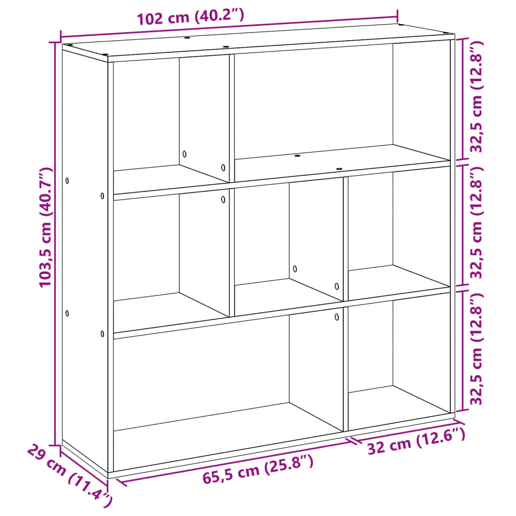 Room Divider Bookcase Concrete Grey 102x29x103.5 cm Wood Material