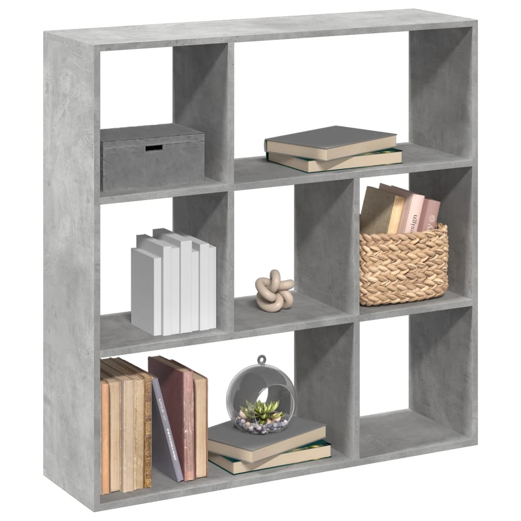 Room Divider Bookcase Concrete Grey 102x29x103.5 cm Wood Material