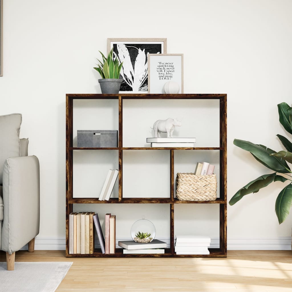 Room Divider Bookcase Smoked Oak 102x29x103.5 cm