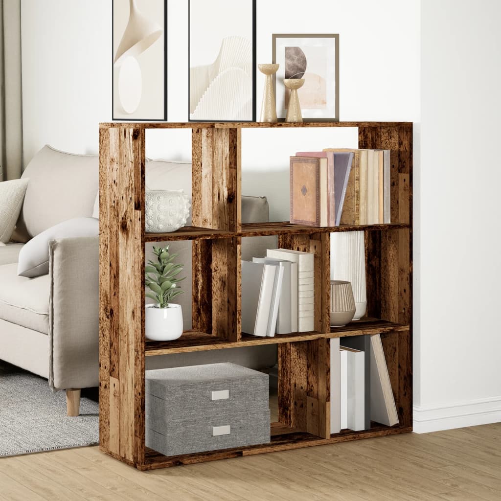 Room Divider Bookcase Old Wood Look 102x29x103.5 cm