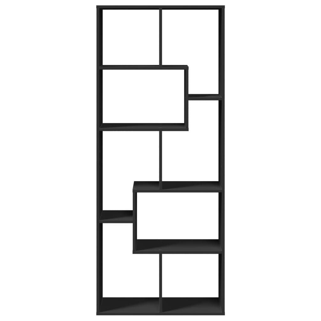 Room Divider Bookcase Black 67x25x161.5 cm Wood Material