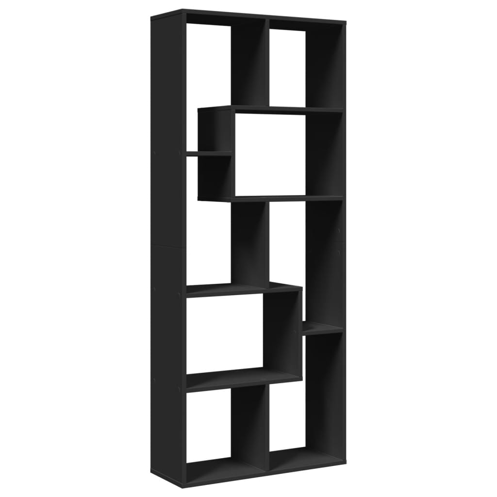 Room Divider Bookcase Black 67x25x161.5 cm Wood Material