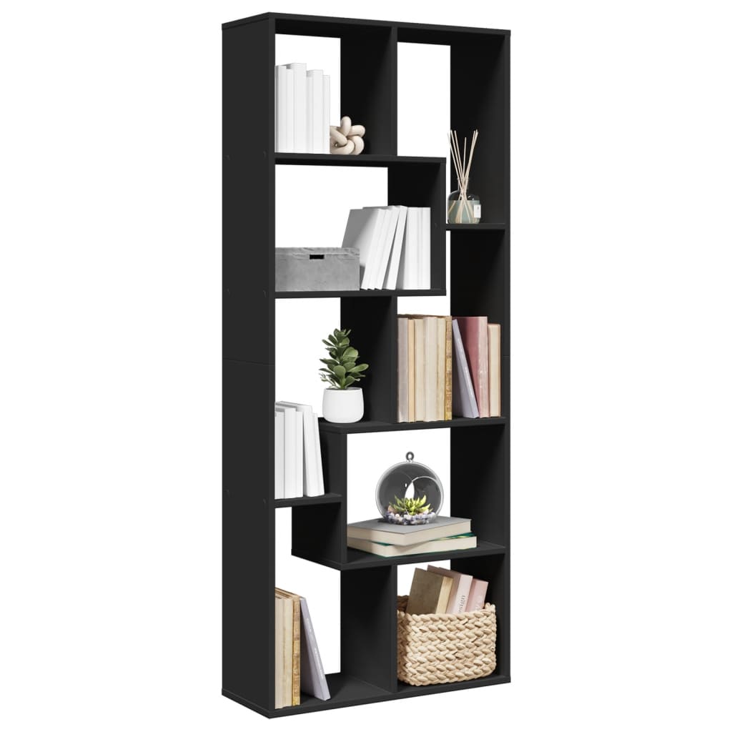 Room Divider Bookcase Black 67x25x161.5 cm Wood Material