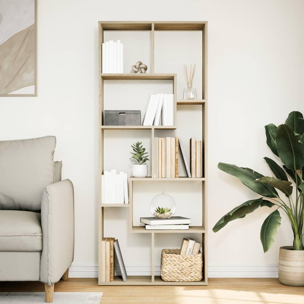 Room Divider Bookcase Sonoma Oak 67x25x161.5cm Wood Material