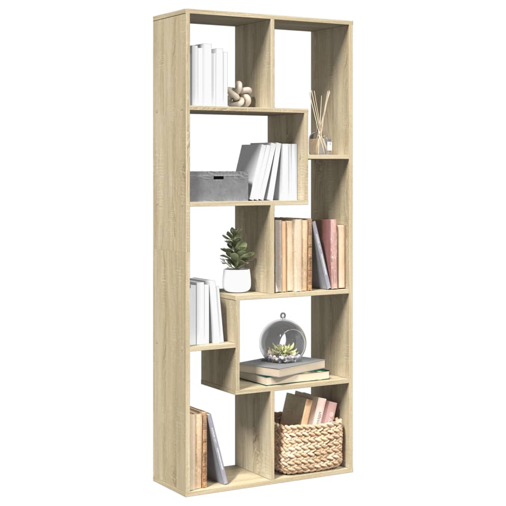 Room Divider Bookcase Sonoma Oak 67x25x161.5cm Wood Material